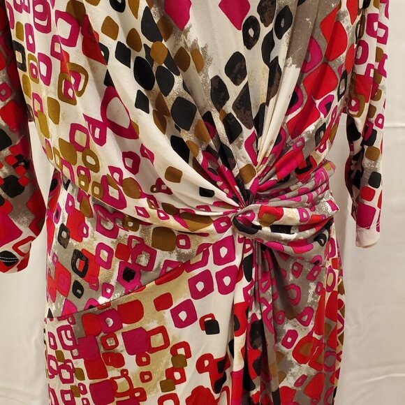 MUSE SZ 8 Twist front, Long-sleeve Abstract Print Stretch Midi Dress - Picture 5 of 9